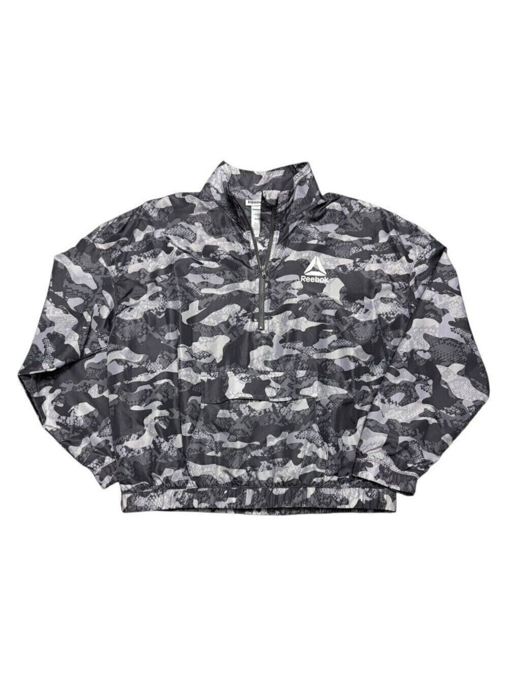 REEBOK CAMO Lightweight Windbreaker Activewear Bomber Jacket Womens Small